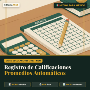 Registro de Calificaciones 2026-2027 en EXCEL con Promedios Automáticos