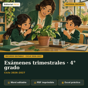 Exámenes trimestrales 4.º grado · 2026–2027