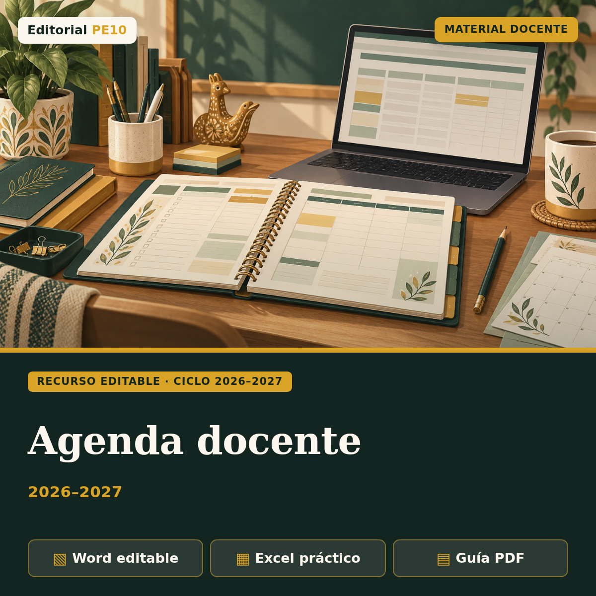 Agenda docente 2026–2027 · Editorial PE10